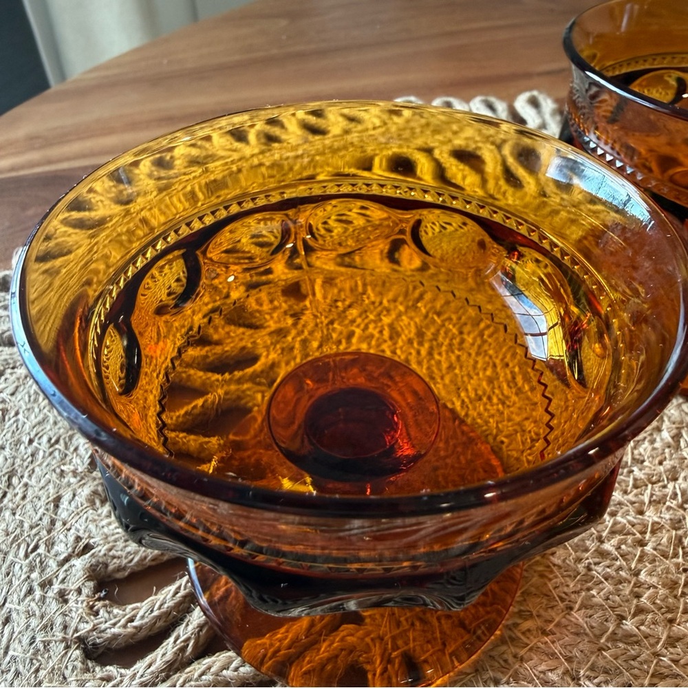 Amber vintage Glass Goblet Set - Picture 10 of 10